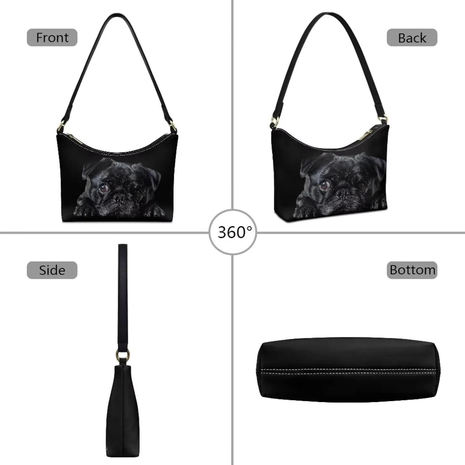 HUGS IDEA Shoulder Bags for Women Small Hobo Tote Handbag Mini Clutch Purse with Zipper Closure