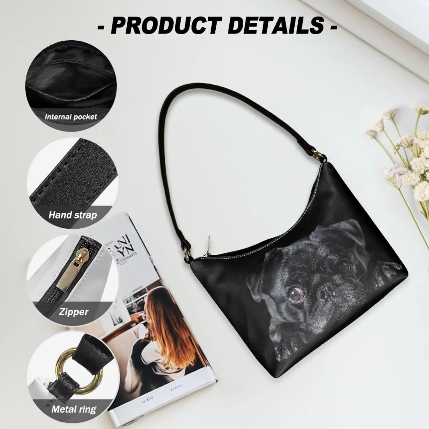 HUGS IDEA Shoulder Bags for Women Small Hobo Tote Handbag Mini Clutch Purse with Zipper Closure