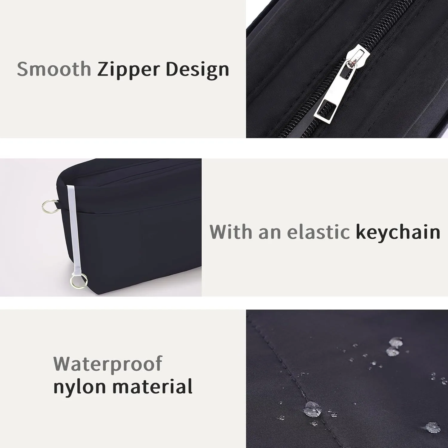 HyFanStr Purse Organizer Insert with Zipped Top for Tote Bag, Handbag Shaper with 13 Pockets