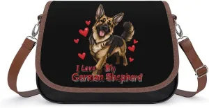 I Love My German Shepherd Crossbody Bags for Women Leather Tote Bag Handbag Purse for Work Travel