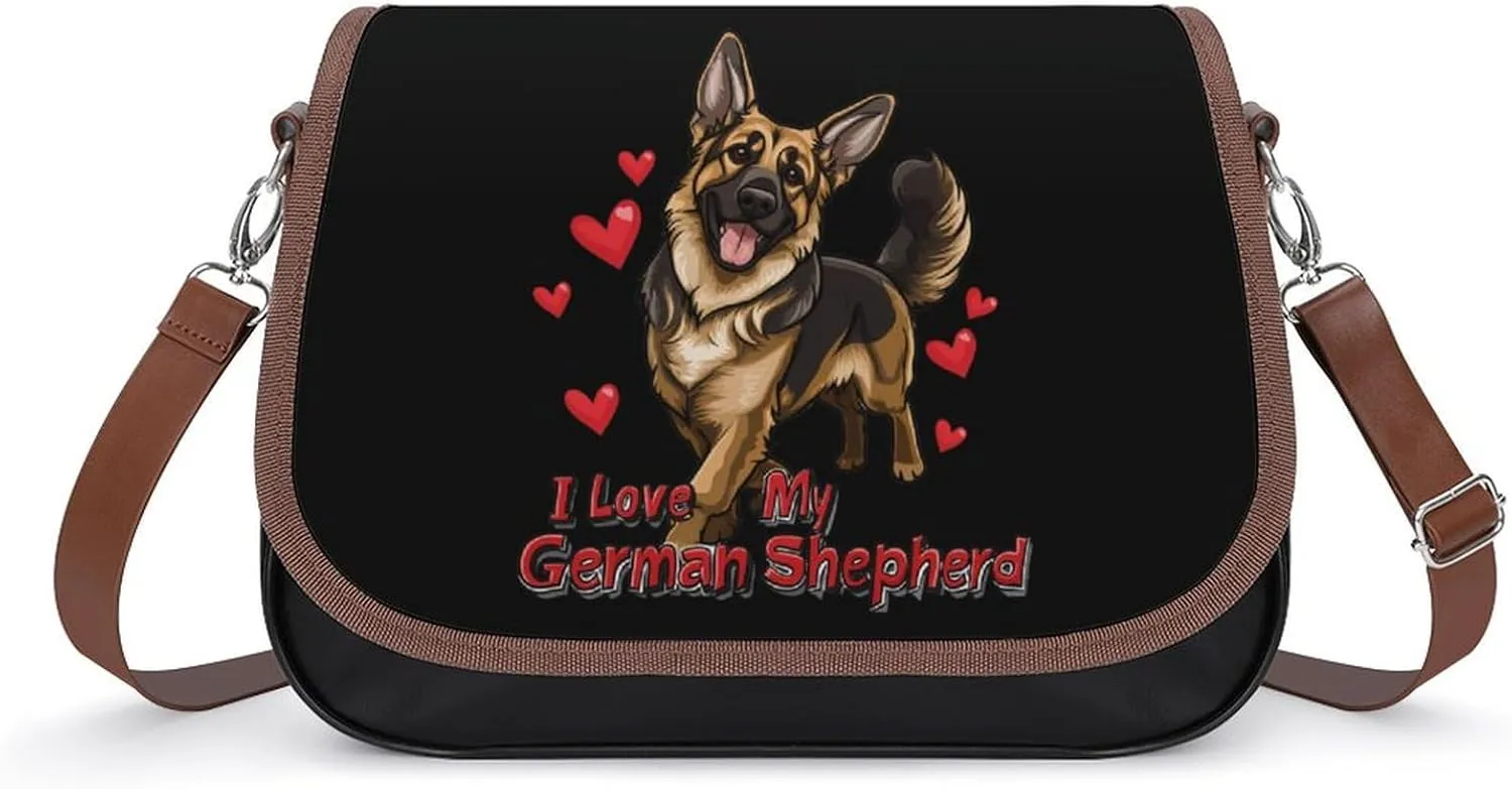 I Love My German Shepherd Crossbody Bags for Women Leather Tote Bag Handbag Purse for Work Travel