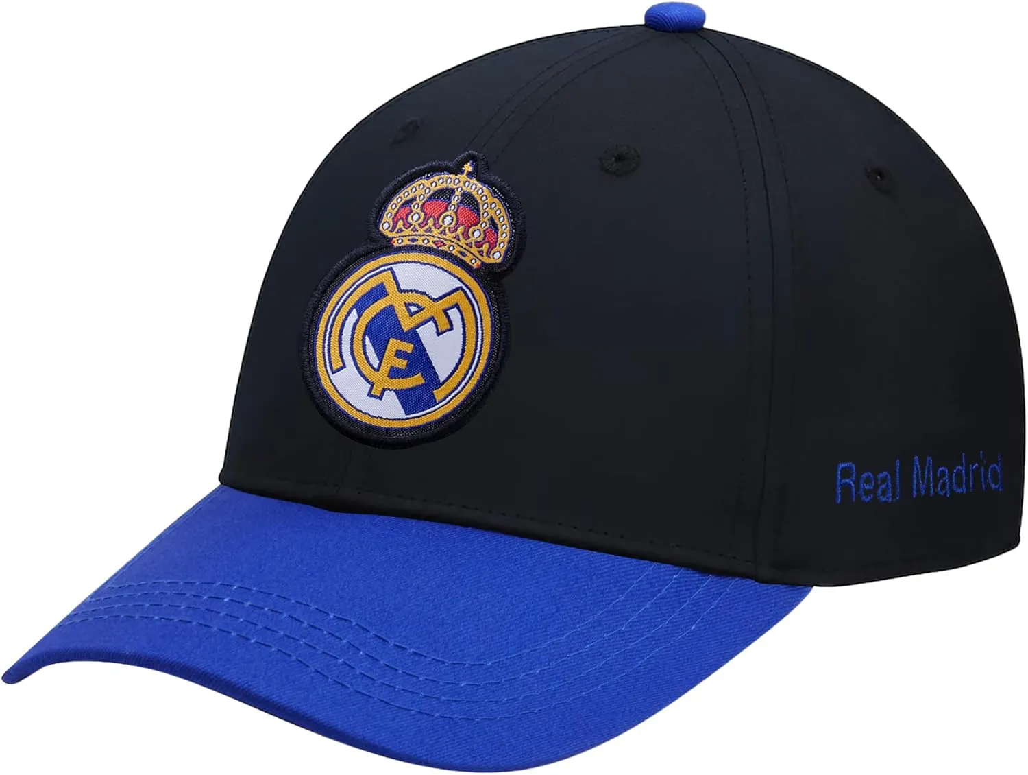 Icon Sports Officially Licensed Real Madrid Adjustable Dad Cap – White & Black Cotton Hat with Buckle for Men & Women