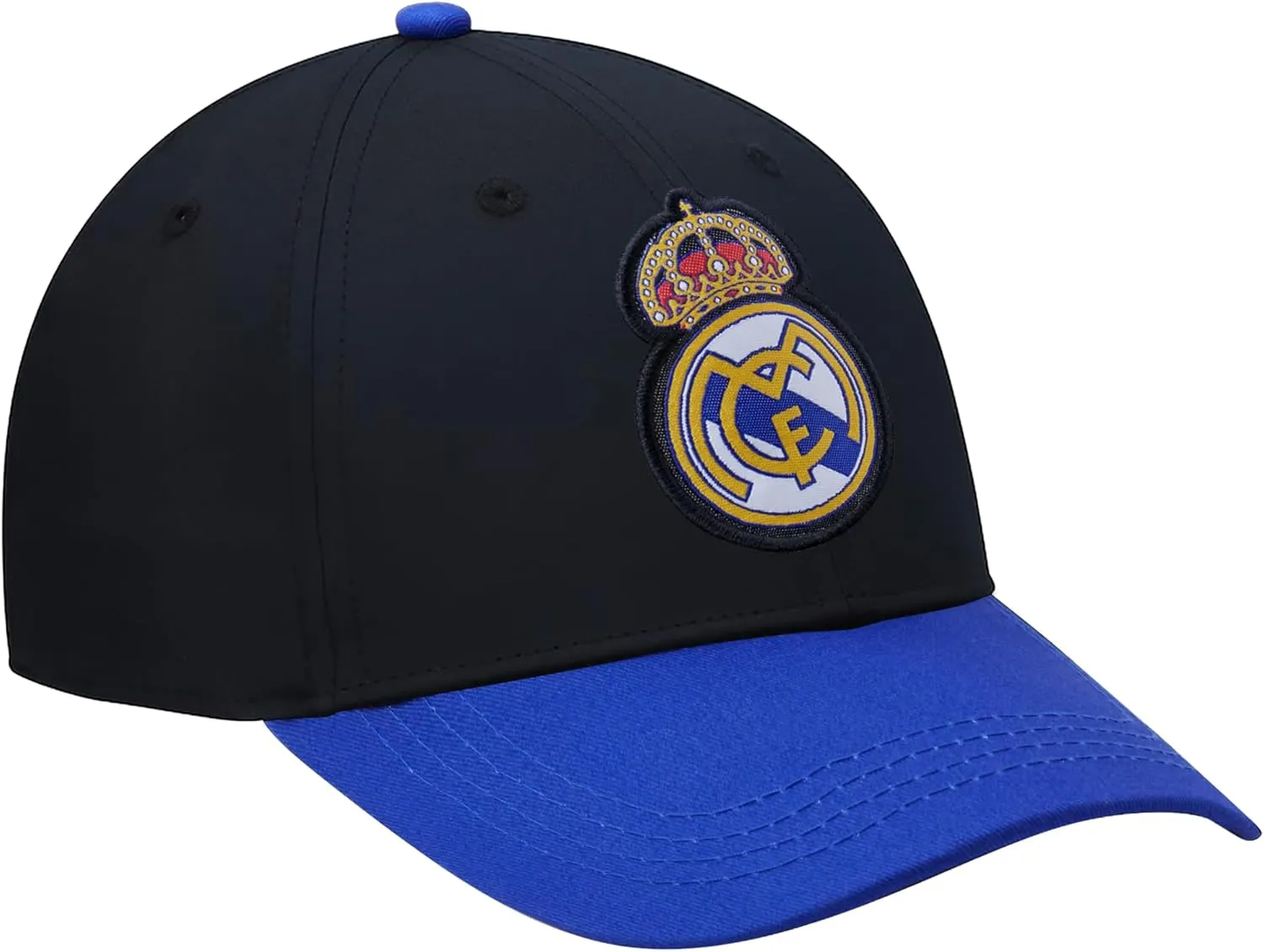 Icon Sports Officially Licensed Real Madrid Adjustable Dad Cap – White & Black Cotton Hat with Buckle for Men & Women