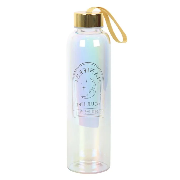Iridescent Manifest Your Life Glass Water Bottle