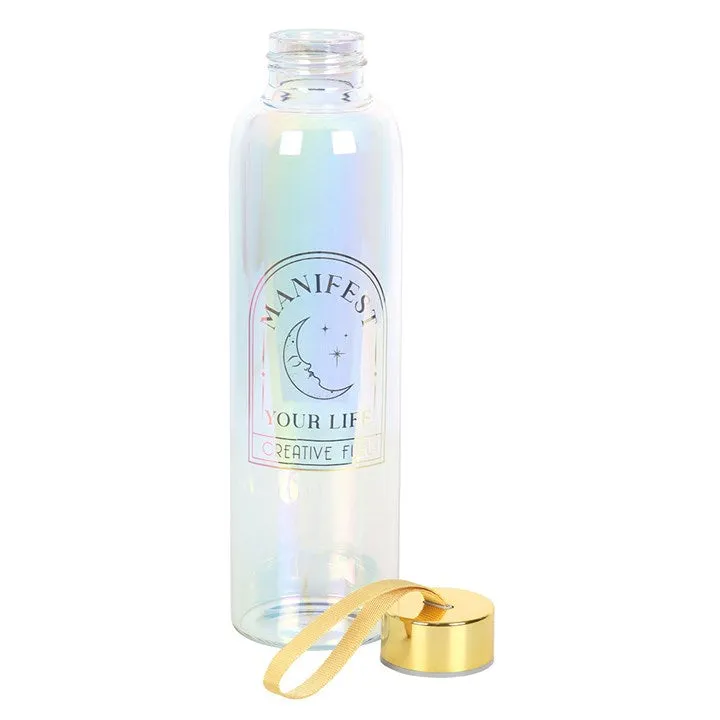 Iridescent Manifest Your Life Glass Water Bottle