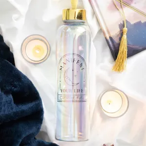 Iridescent Manifest Your Life Glass Water Bottle