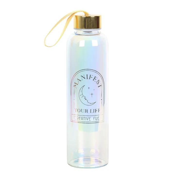 Iridescent Manifest Your Life Glass Water Bottle
