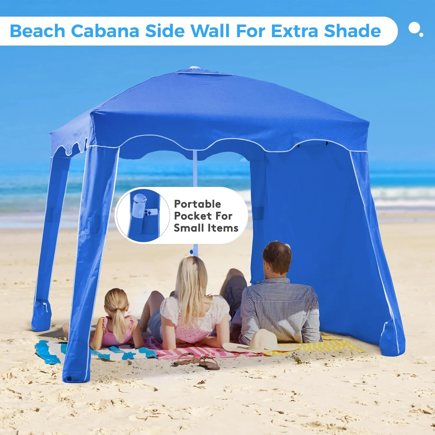 JEAREY Beach Cabana, Beach Cabanas for Sand, Beach Cabana with Detachable Sand Anchor & Side Wall
