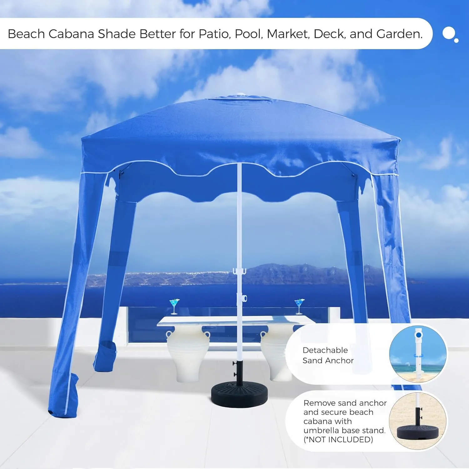JEAREY Beach Cabana, Beach Cabanas for Sand, Beach Cabana with Detachable Sand Anchor & Side Wall