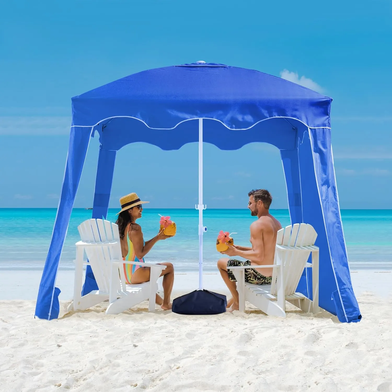 JEAREY Beach Cabana, Beach Cabanas for Sand, Beach Cabana with Detachable Sand Anchor & Side Wall