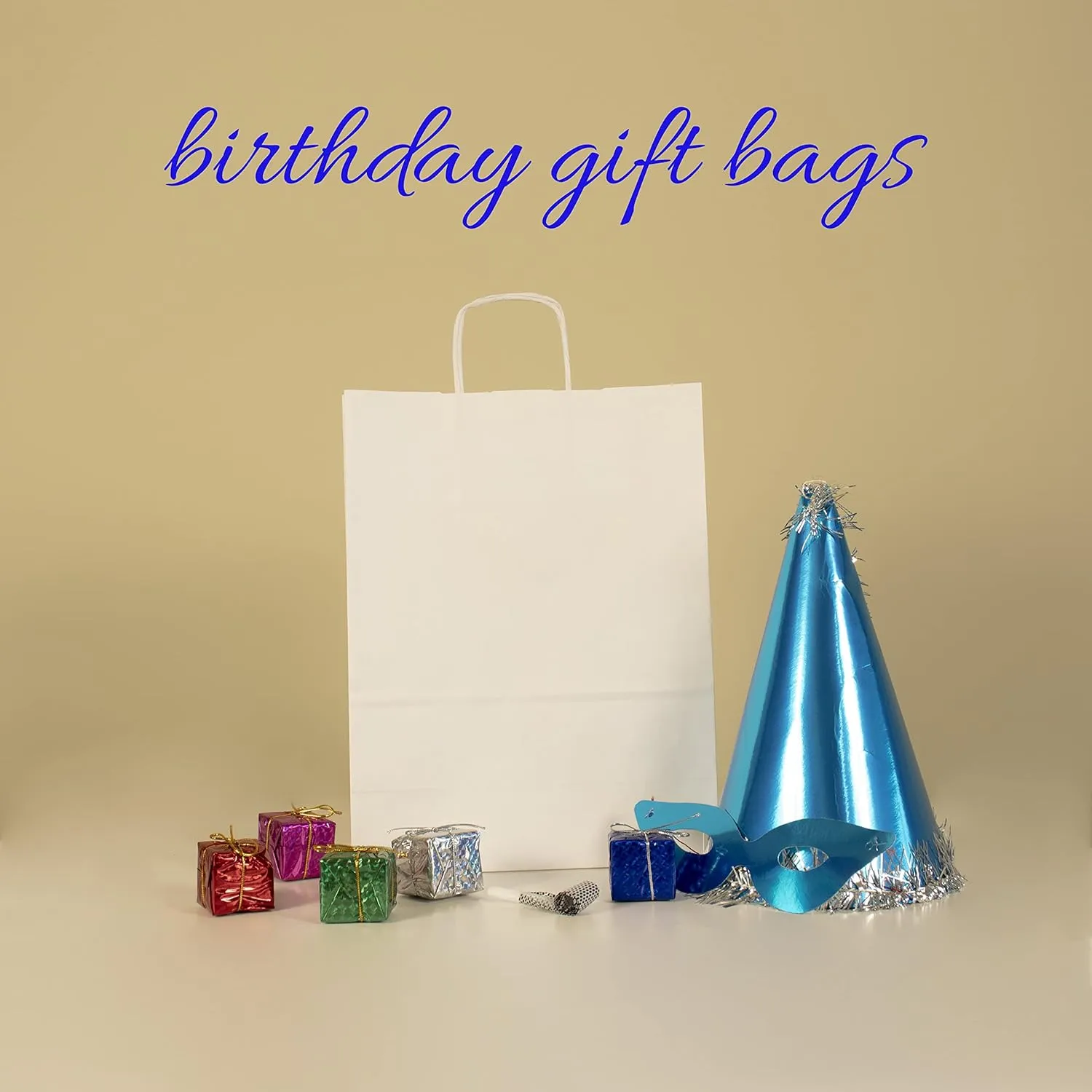 JET PAPER BAGS - 13”x7”x17” [50 Pcs] Large White Paper Bags with Handles Prime for Takeout, Grocery, Goody, Retail, Party, Gifts, Weddings - Recyclable Kraft Paper Gift Bags with Handles