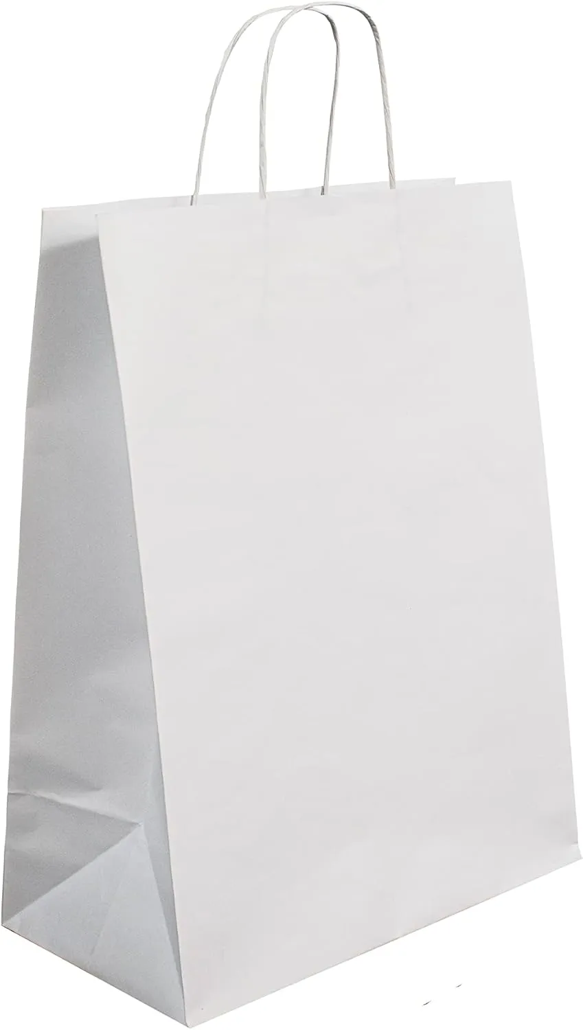 JET PAPER BAGS - 13”x7”x17” [50 Pcs] Large White Paper Bags with Handles Prime for Takeout, Grocery, Goody, Retail, Party, Gifts, Weddings - Recyclable Kraft Paper Gift Bags with Handles