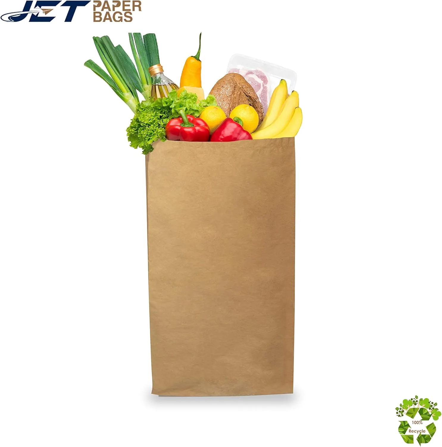 [JET] Paper Paper Bags (50 Pcs) - Heavy Duty, Kraft Paper Sandwich Bags, Snack Bags, Treat Bags, Bread Bags, Lunch Bags, Reusable Small Grocery Bags - Recyclable