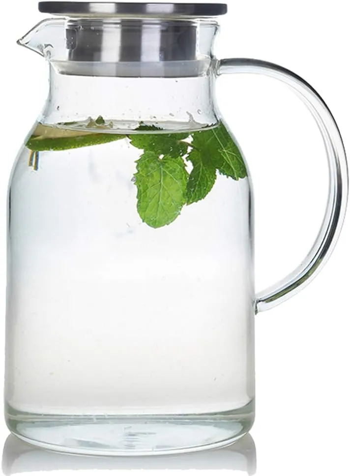 Karafu Glass Pitcher with Lid, 68Oz Heat Resistant Water Jug for Hot/Cold Water, Ice tea and Juice Beverage Clear