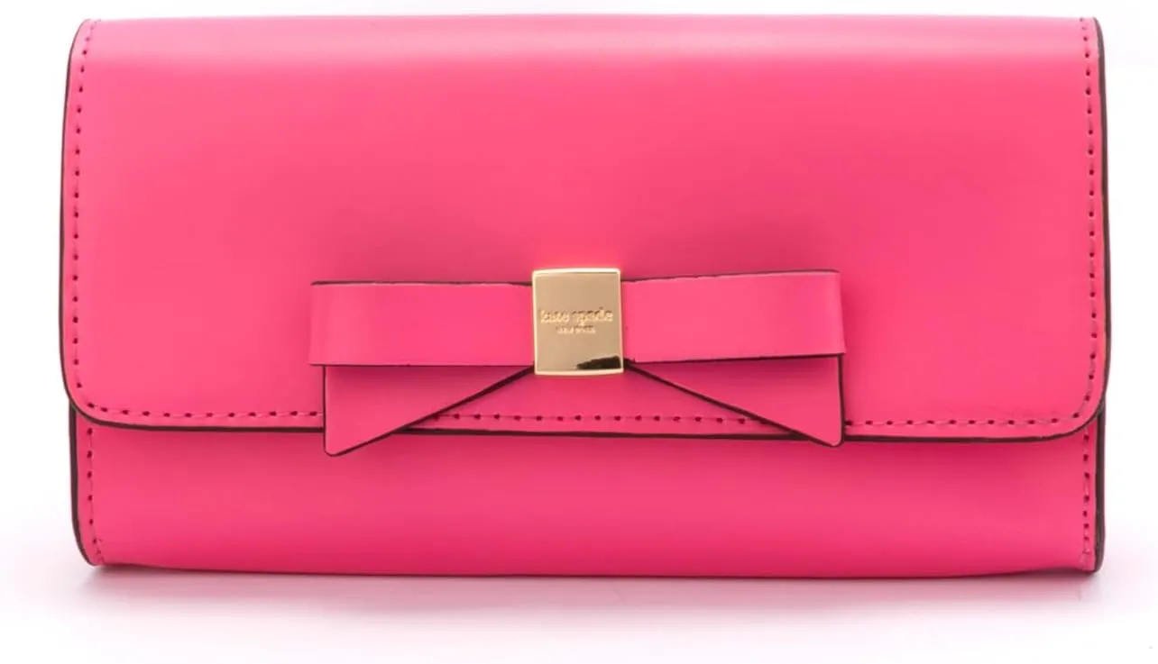 kate spade new york Women's Leather Bow Belt Bag, Removable Zip Pouch for Hands-Free Carrying & Travel, pizzaz Pink, S/M