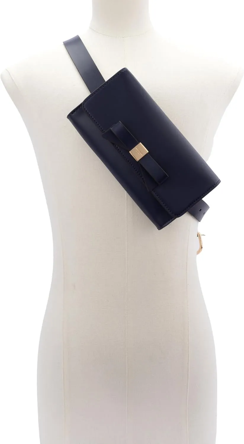 Kate Spade New York Women's Leather Bow Belt Bag, Removable Zip Pouch for Hands-Free Carrying & Travel