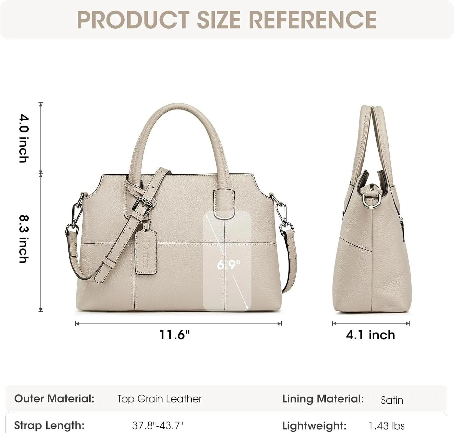 Kattee Genuine Leather Handbags for Women, Soft Hobo Satchel Shoulder Crossbody Bags Ladies Purses