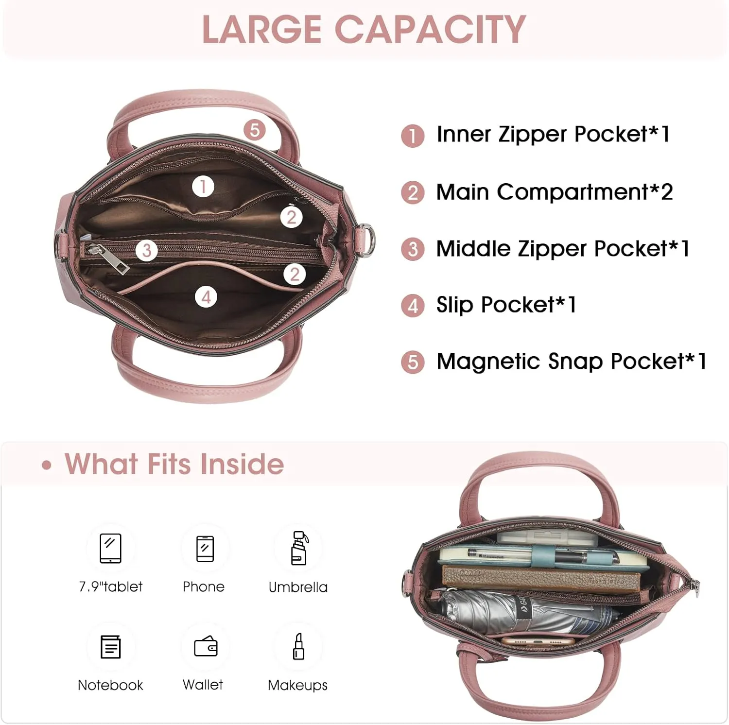 Kattee Genuine Leather Handbags for Women, Soft Hobo Satchel Shoulder Crossbody Bags Ladies Purses