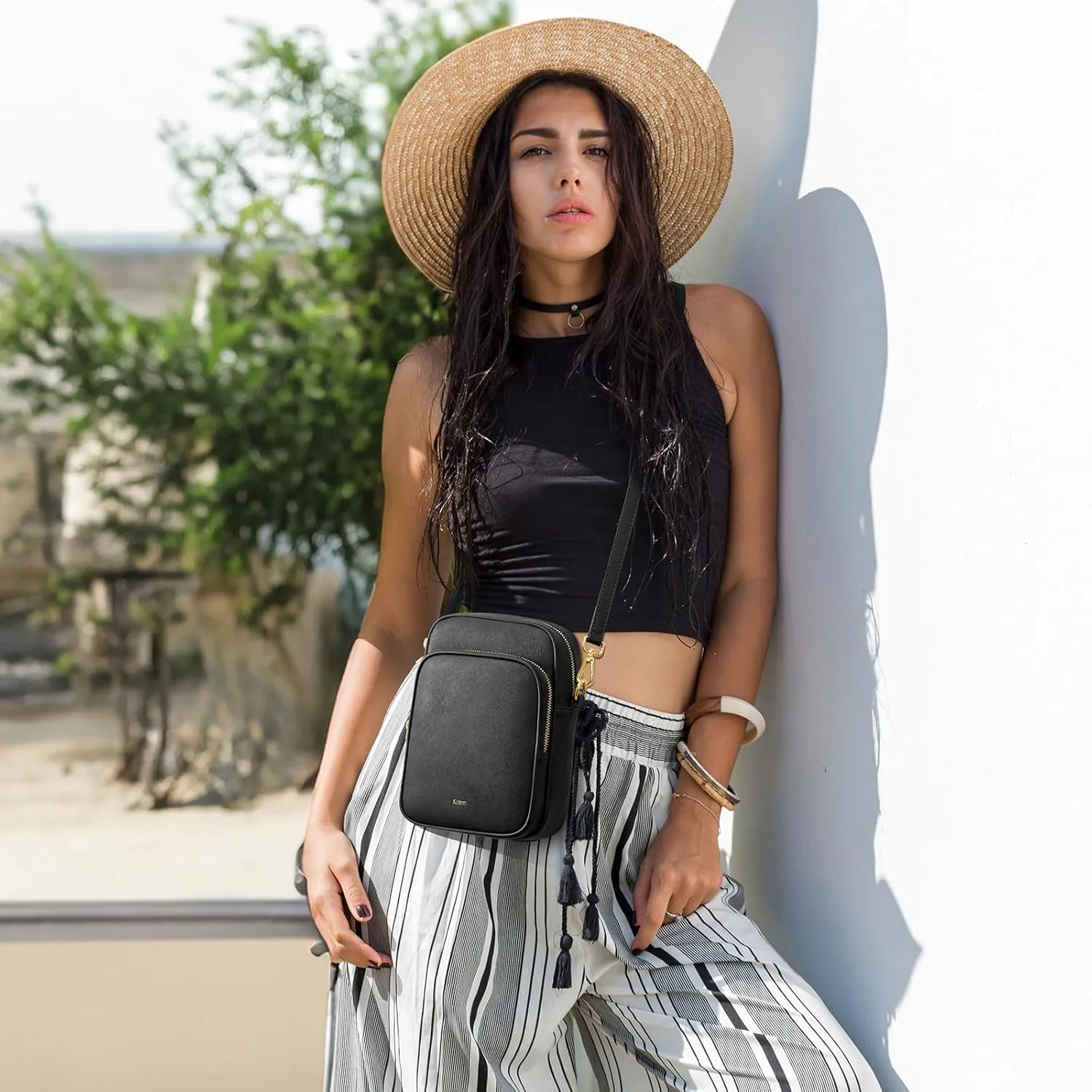 Kattee Leather Crossbody Bags for Women, Small Genuine Leather Purses and Handbags, Shoulder Cross Body Bag for Woman