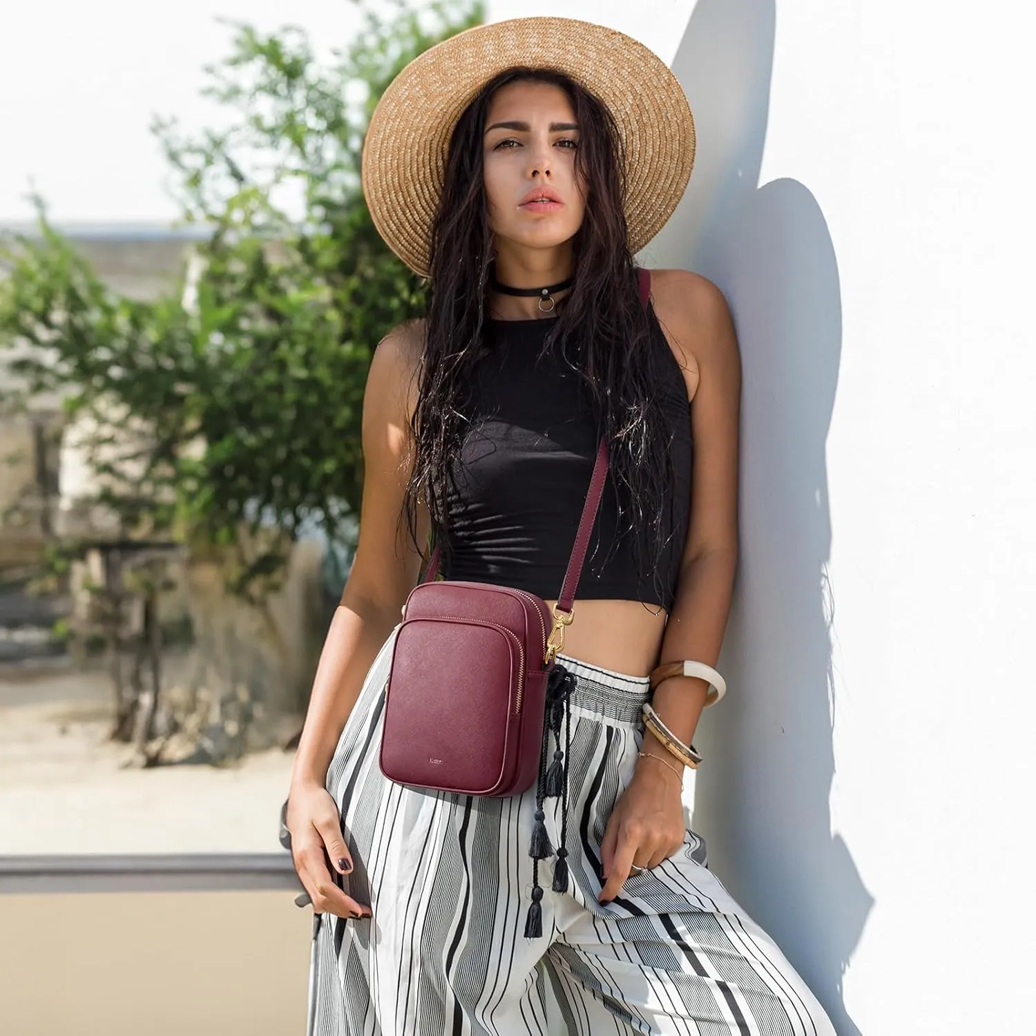 Kattee Leather Crossbody Bags for Women, Small Genuine Leather Purses and Handbags, Shoulder Cross Body Bag for Woman