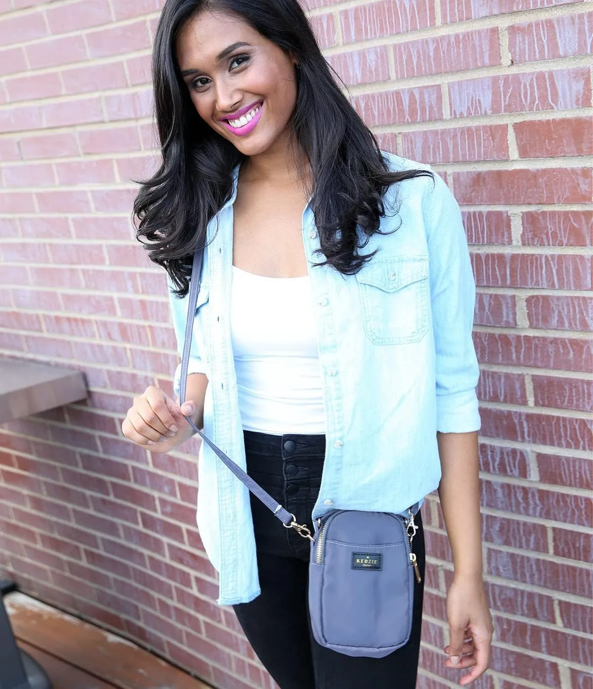 KEDZIE Crosstown Crossbody Zipper Bag with Adjustable Strap