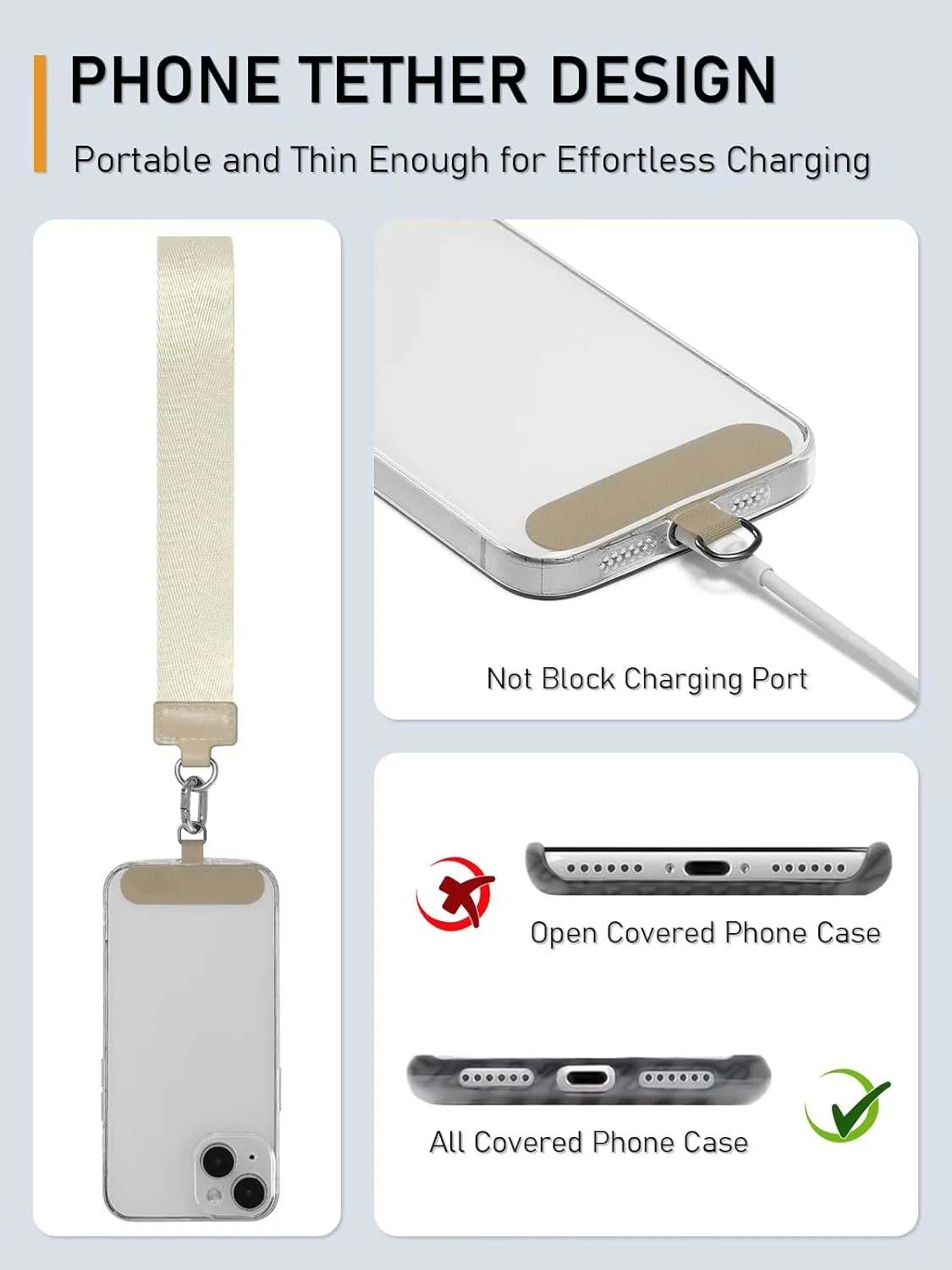 Keychain Wallet Mini Zip Around Dual Pouch Wristlet Detachable Coin Purse for Women and Men with Phone Tether Tab