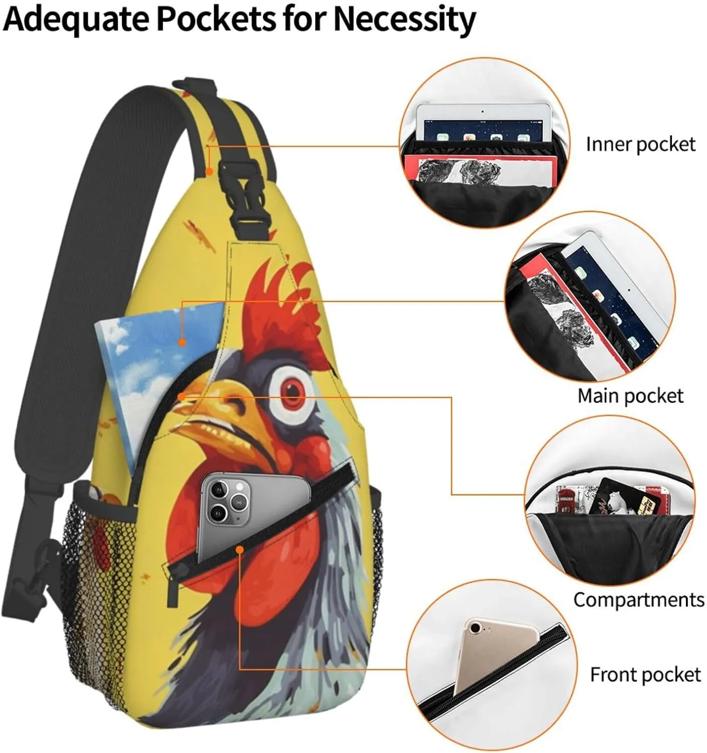 KHiry Sling Bag for Women Men Crossbody Bag Small Sling Backpack Blue Owl Chest Bag Hiking Daypack