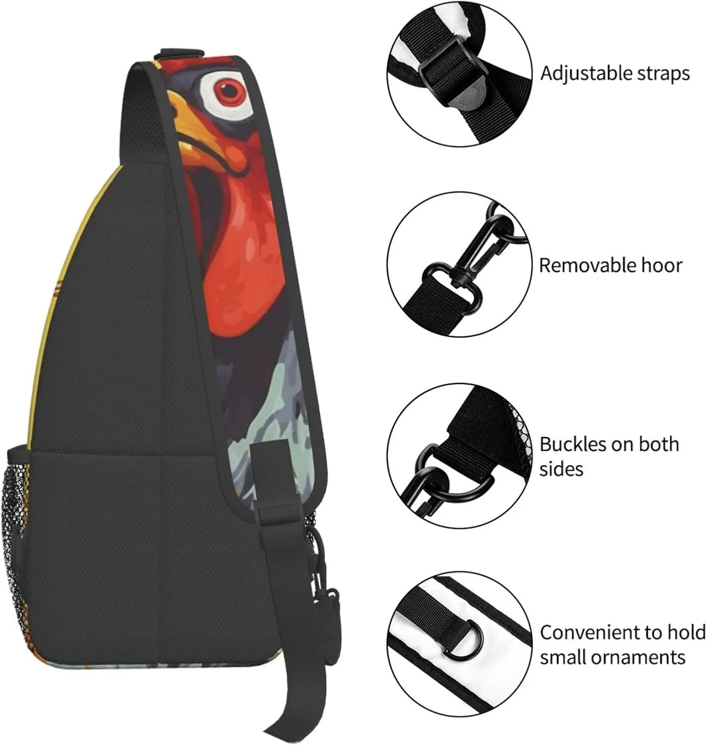 KHiry Sling Bag for Women Men Crossbody Bag Small Sling Backpack Blue Owl Chest Bag Hiking Daypack