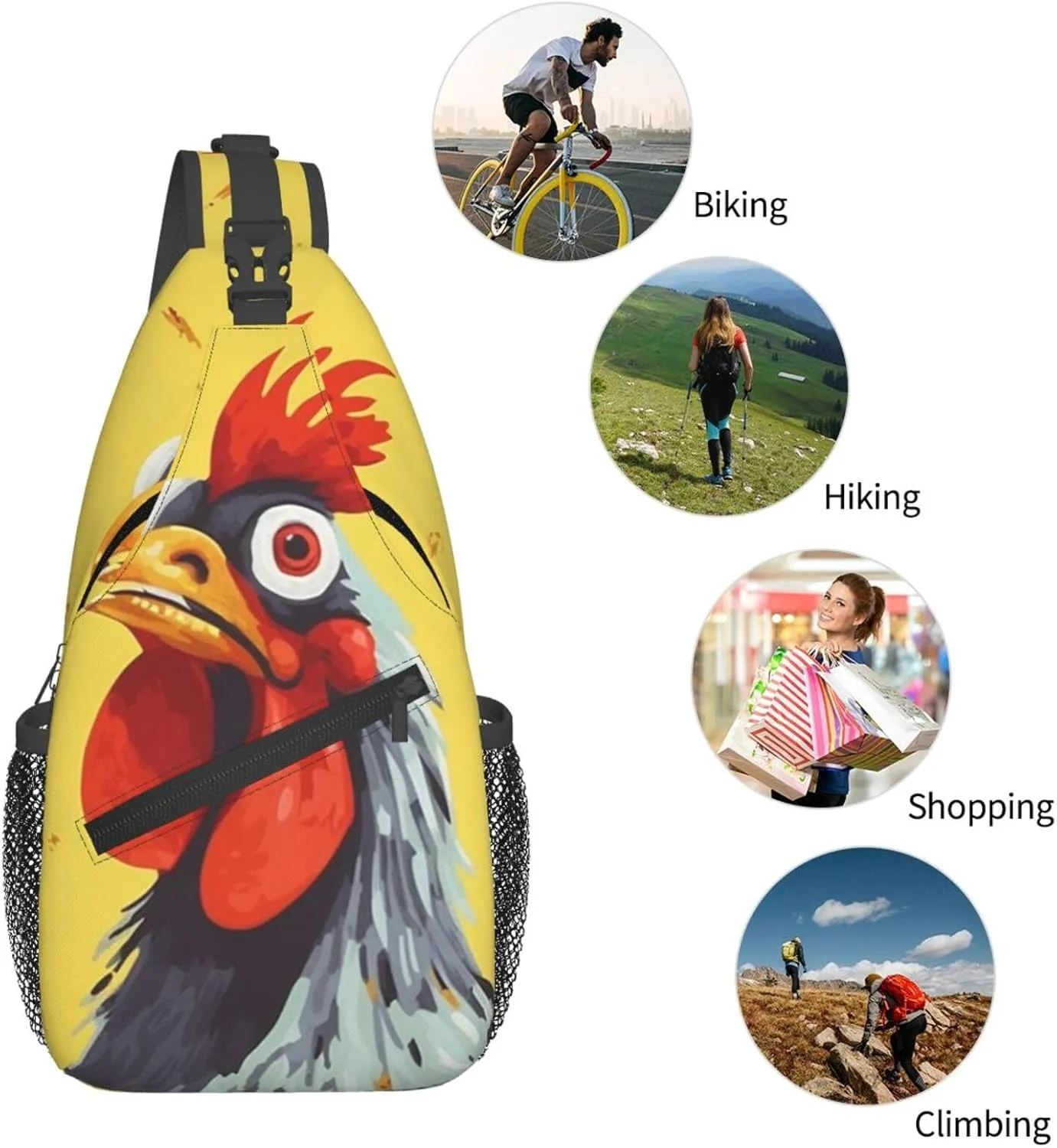 KHiry Sling Bag for Women Men Crossbody Bag Small Sling Backpack Blue Owl Chest Bag Hiking Daypack