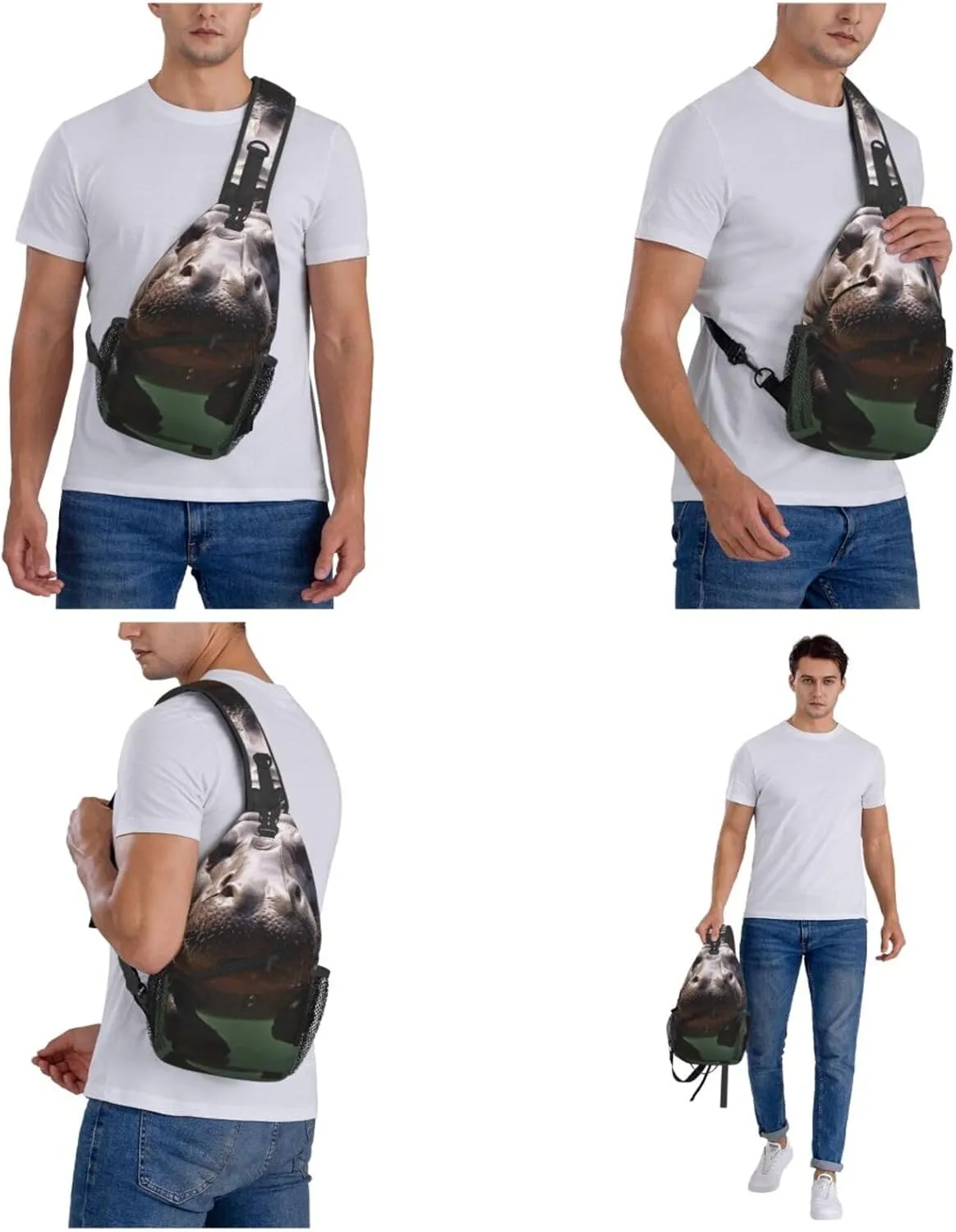 KHiry Sling Bag for Women Men Crossbody Bag Small Sling Backpack Polar Bears Northern Lights Chest Bag Hiking Daypack
