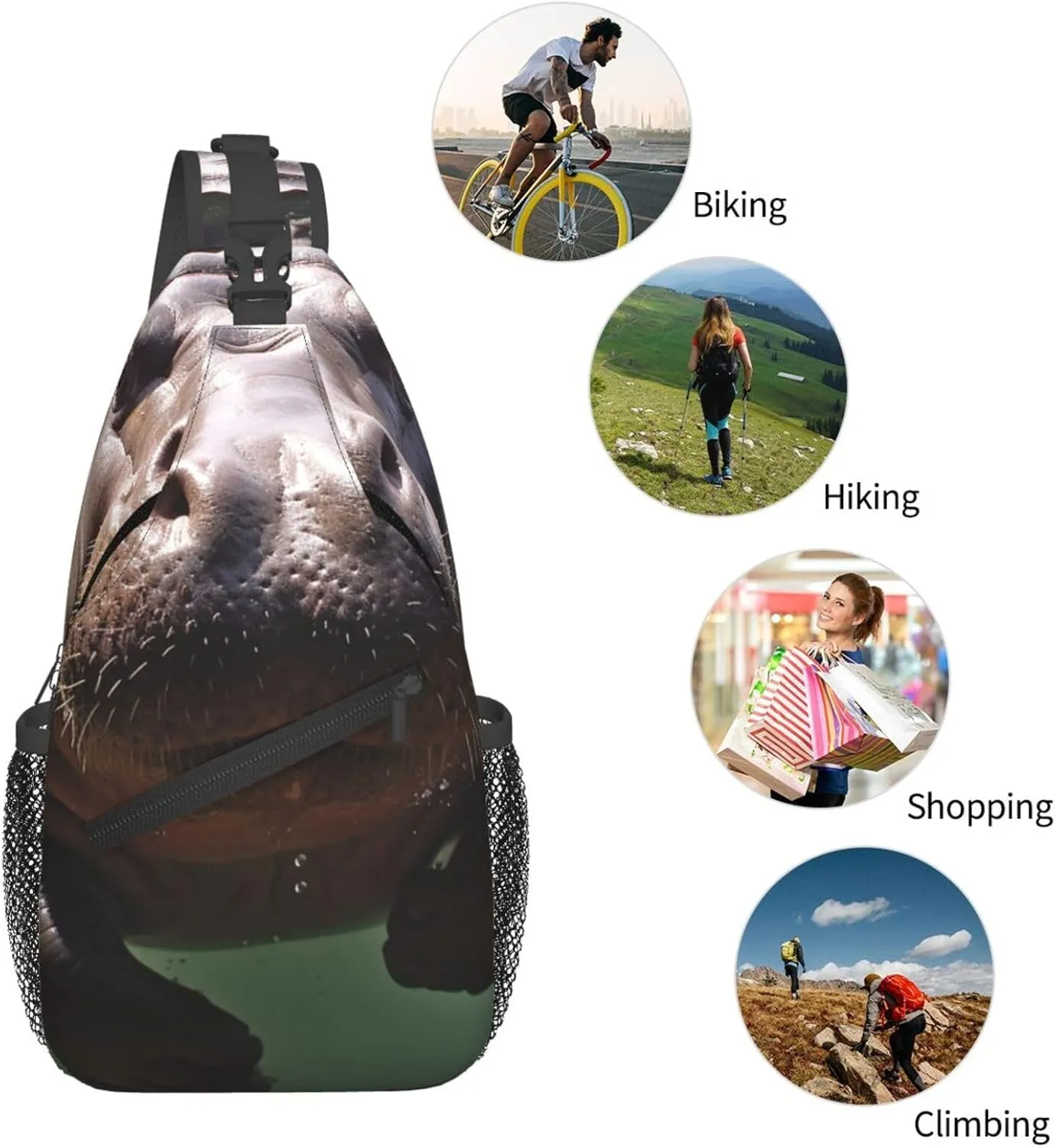 KHiry Sling Bag for Women Men Crossbody Bag Small Sling Backpack Polar Bears Northern Lights Chest Bag Hiking Daypack