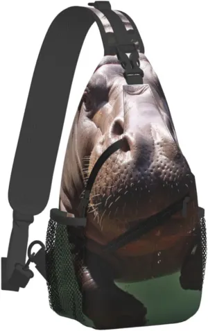 KHiry Sling Bag for Women Men Crossbody Bag Small Sling Backpack Polar Bears Northern Lights Chest Bag Hiking Daypack