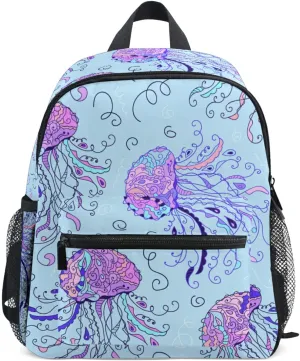 Kids Backpack for Boys Jellyfish Pattern Toddler Bags Children Preschool Kindergarten Small Chest Strap