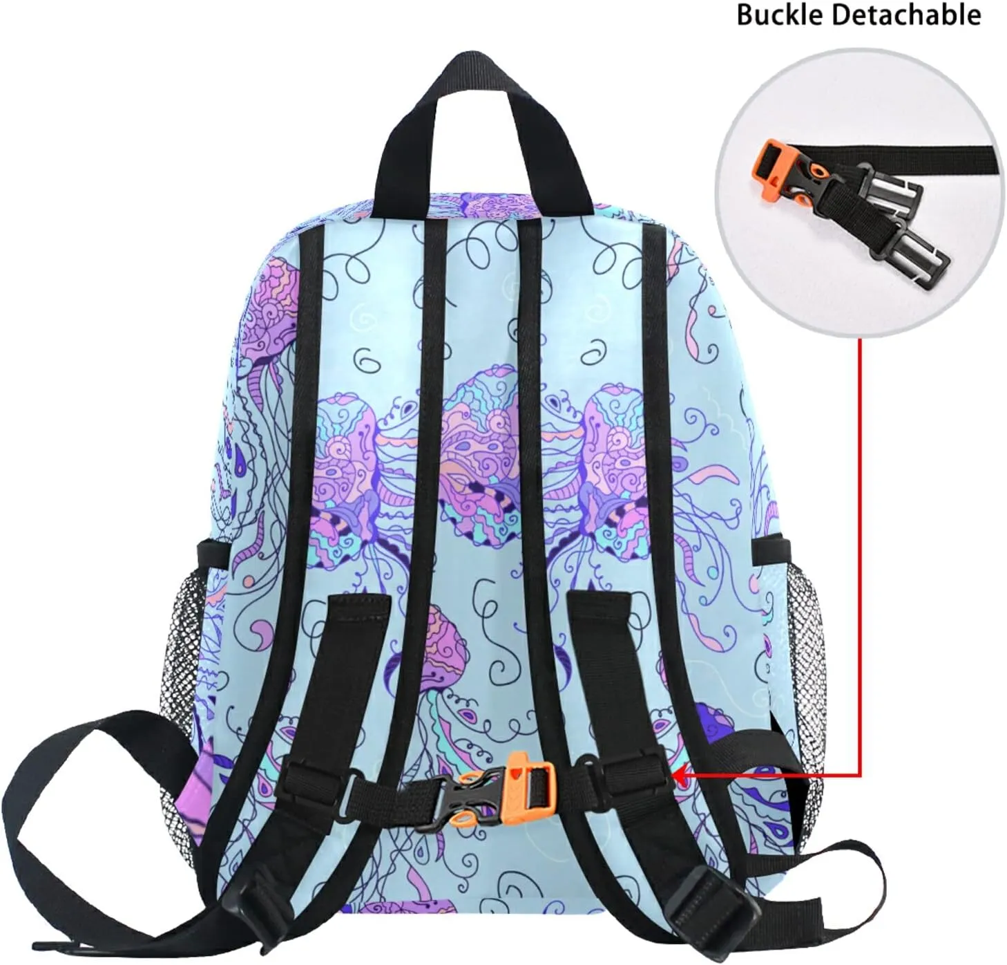 Kids Backpack for Boys Jellyfish Pattern Toddler Bags Children Preschool Kindergarten Small Chest Strap