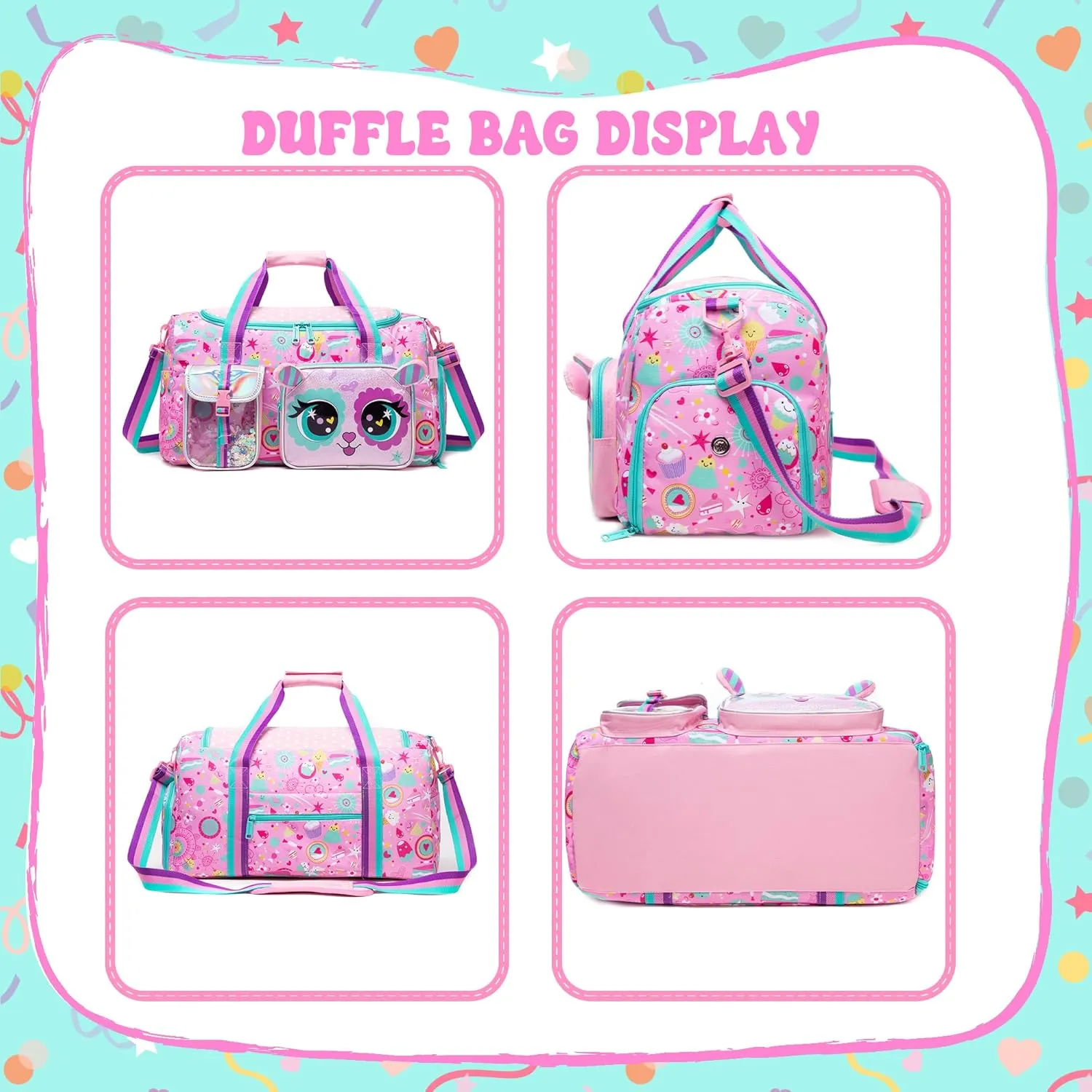 Kids Duffle Bag Girls Travel Bag for Kids Overnight Bag for Girls Dance Bag for Girls Weekender Bag Gym Bag with Shoe Compartment