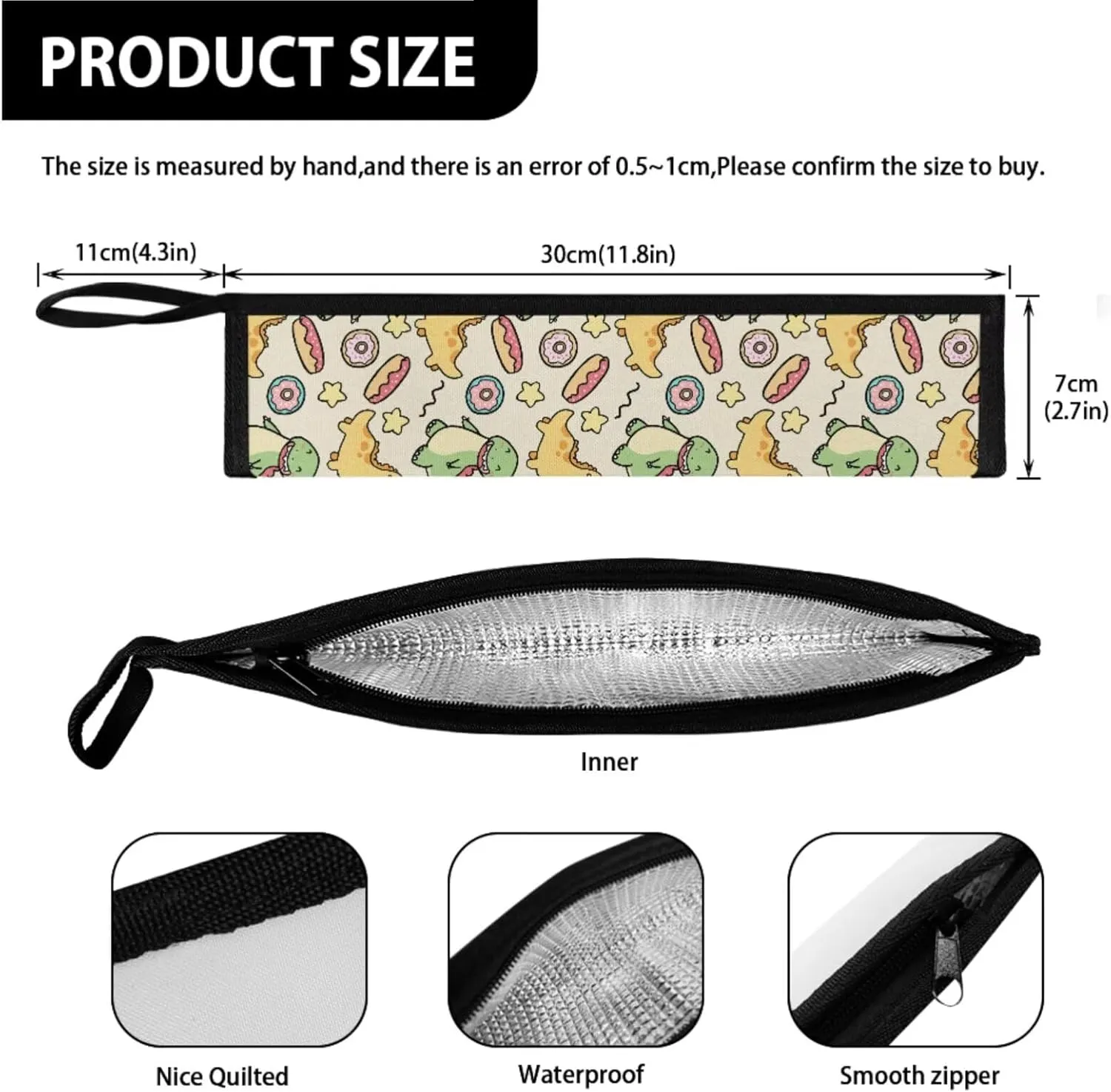 Kids Lunch Bag Dinosaur Pattern Small Crossbody Lunch Tote for Girls with Adjustable Strap Tableware Box for Fork Spoon 2 Pack Lunch Tote Bag for School Walking