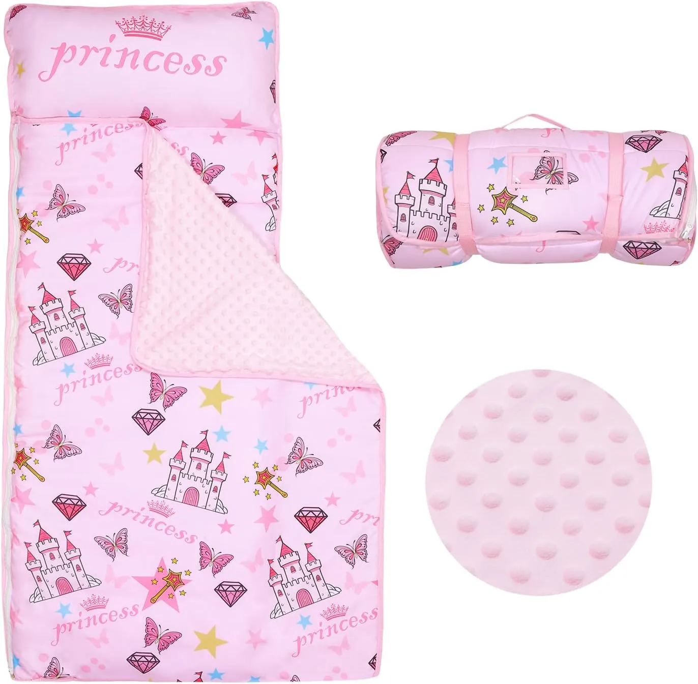 Kids Sleeping Bag Nap Mat with Removable Pillow and Blanket,Extra Thick Large 2 in 1 Slumber Bags for Boys Girls,Toddler Nap Mat for Preschool Daycare Travel Camping