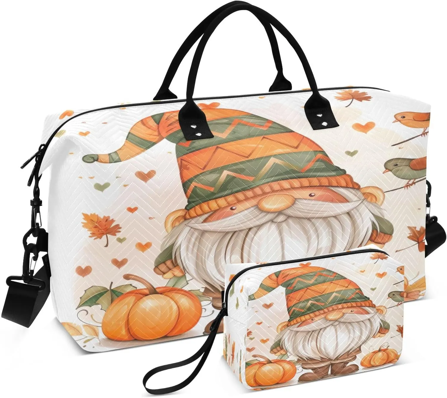 Kigai Halloween Elf Elder Travel Duffel Bags 2PCS,Sports Duffel Bags for Men Women,Weekender Overnight Bag Gym Tote Bag with Toiletry Bag