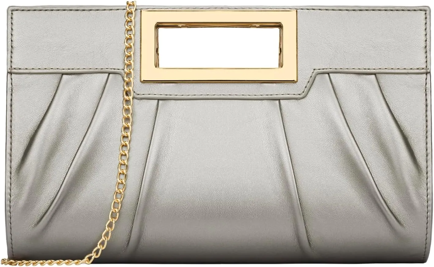 KKXIU Women Clutch Purse Elegant Pleated Evening Bag for Wedding Prom Bridal with Chain Strap