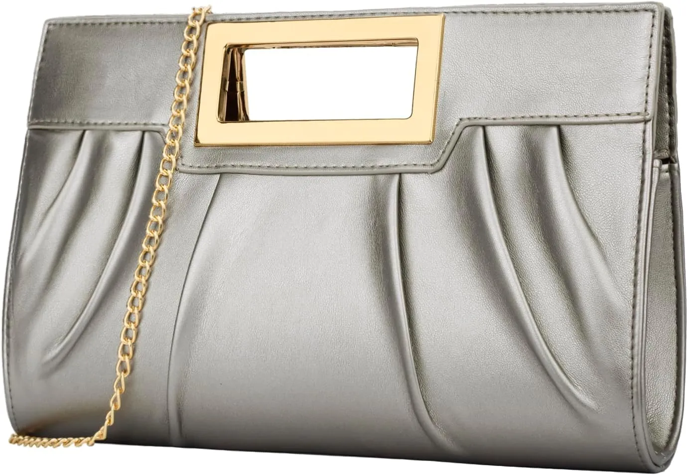 KKXIU Women Clutch Purse Elegant Pleated Evening Bag for Wedding Prom Bridal with Chain Strap