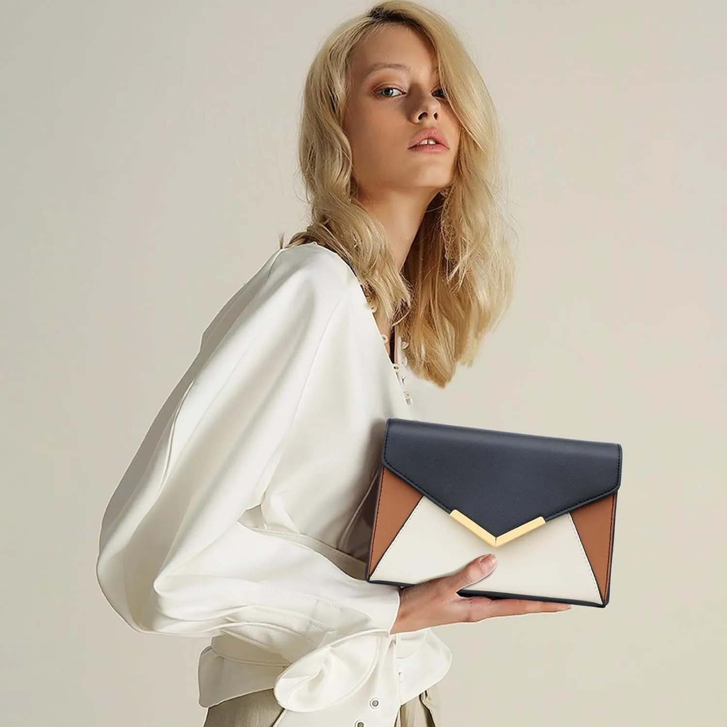 KKXIU Women Elegant Faux Leather Evening Envelope Clutch Purse Foldover Bags for Party Wedding Prom