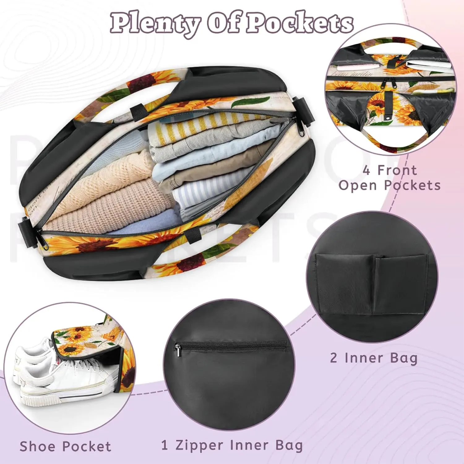 KOBLEN Yoga Gym Bags for Women Duffel Bag with Shoe Compartment and Yoga Mat Portable Weekender Bags for Pilates Travel Offices Workout Beach