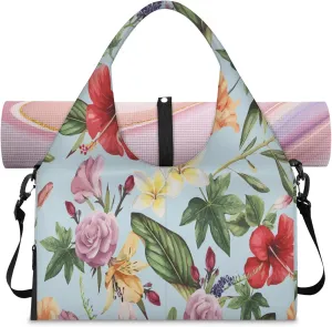 KOBLEN Yoga Gym Bags for Women Duffel Bag with Shoe Compartment and Yoga Mat Portable Weekender Bags for Pilates Travel Offices Workout Beach