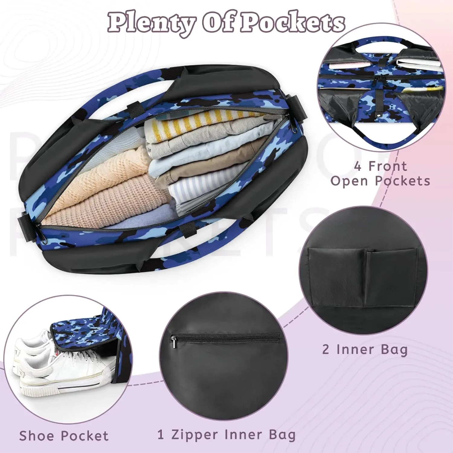 KOBLEN Yoga Gym Bags for Women Duffel Bag with Shoe Compartment and Yoga Mat Portable Weekender Bags for Pilates Travel