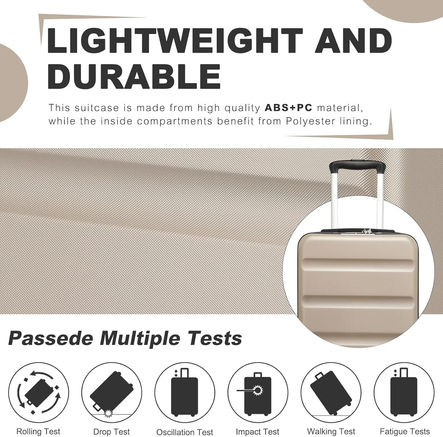 Kono Carry On Luggage 22x14x9 Airline Approved Lightweight Small Travel Suitcase with Spinner Wheels Hard Shell TSA Carry-On Gold