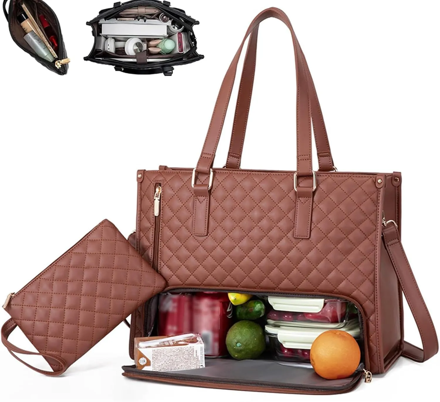 Kristie Leblanc Tote Bag, 2 in 1 Tote Bag Lunch Bag Combo, 15.6 Inch Bags with Lunch Compartment for Women