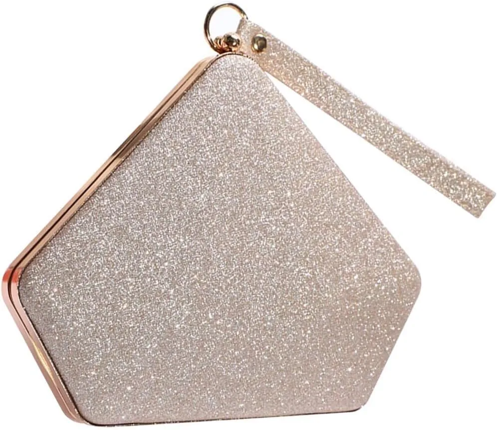 Ladies Sparkly Handbag Elegant Crossbody Glitter Pentagon Shoulder Women Sequin Clutch Bridal Wedding Purse