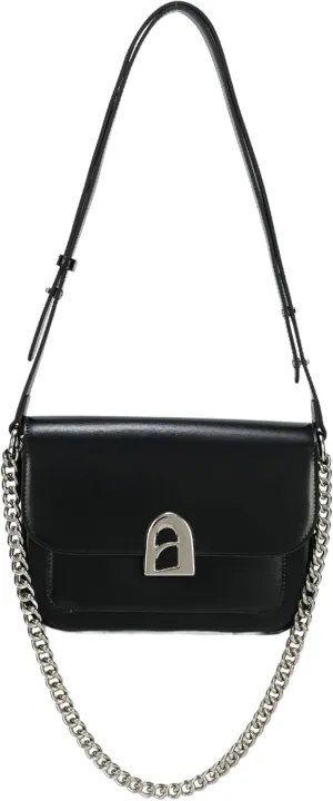 LAFESTIN Split Leather Shoulder Bag for Women - Elegant Crossbody Purse with Adjustable Leather Strap and Chain Strap
