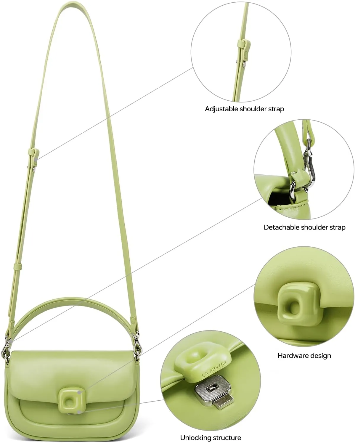 LAFESTIN Split Leather Small Crossbody Bags For Women With Adjustable Strap And Handle Versatile Womens Purses And Handbags