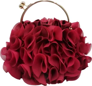 LAKSMI Women Floral Evening Clutch Bag Floral Satin Purse Clutch Flower Elegant Banquet Handbag Dinner party